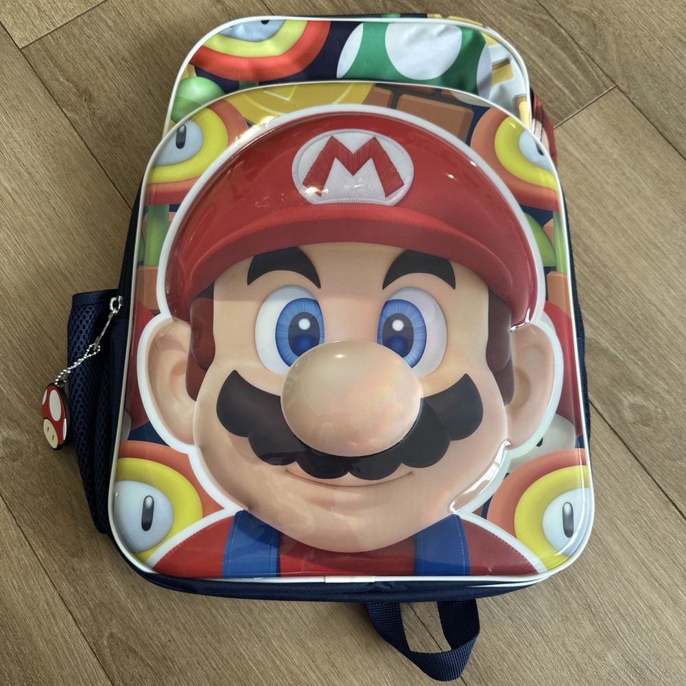 New Super Mario 17" Backpack With Laptop Sleeve 2021 Book Bag Nintendo‎